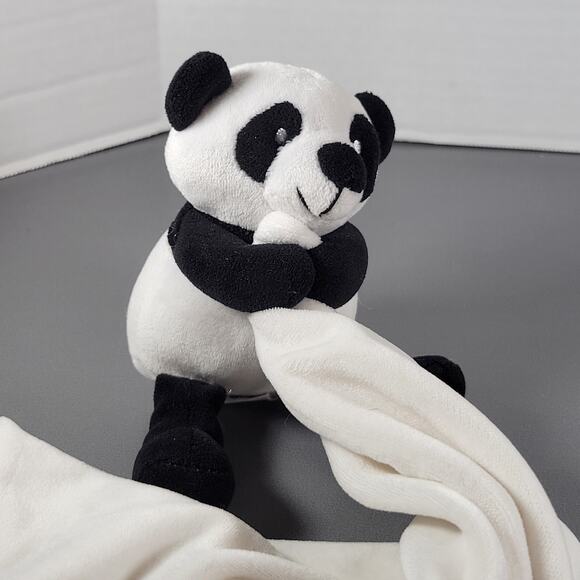 Panda Bear Security Blanket Lovey Plush Baby Comfort Soft Toy Apricot Lamb - Picture 7 of 12